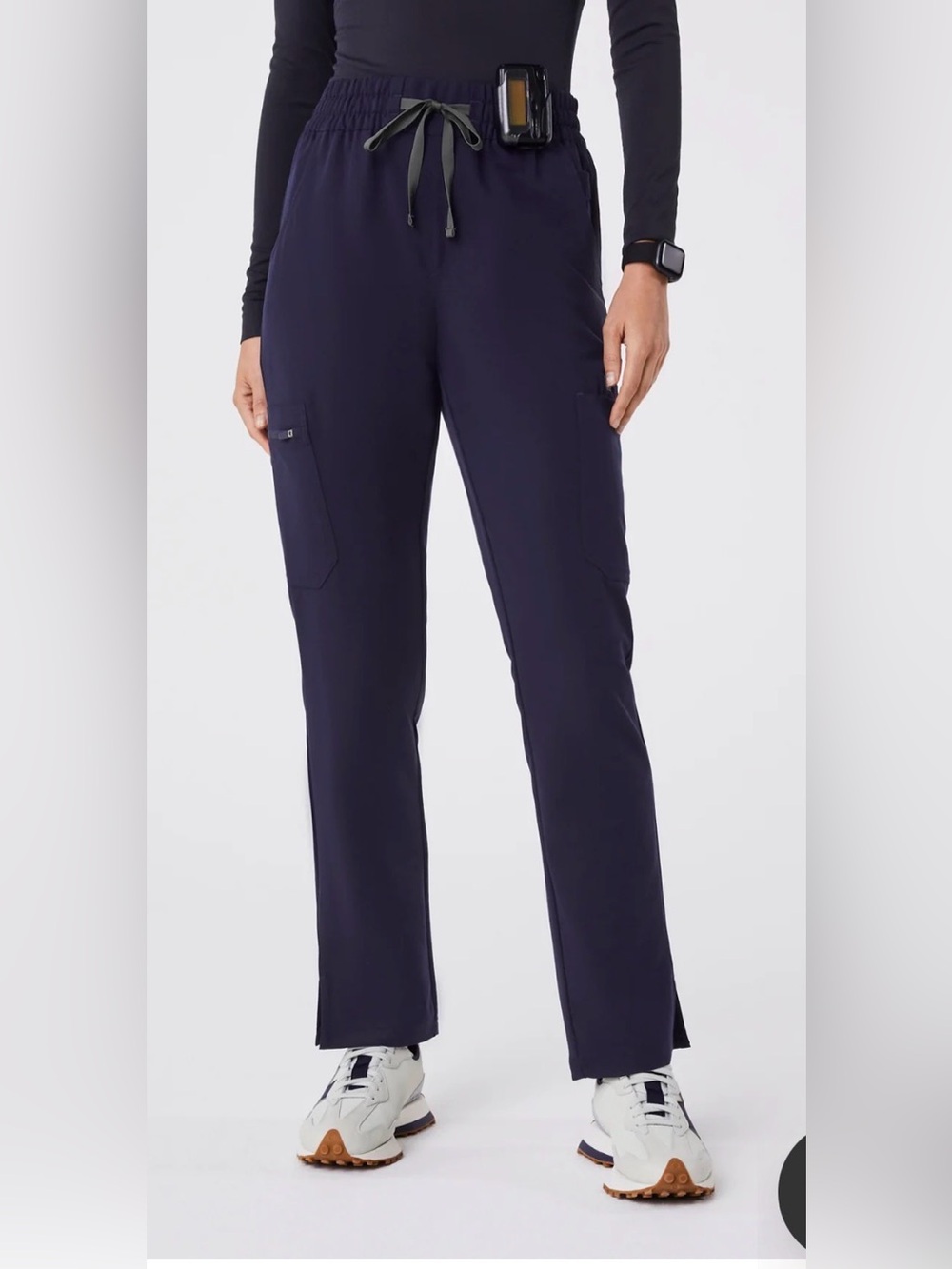 EUC FIGS Dowa High Waisted Straight Leg Navy Blue Pant, Medium